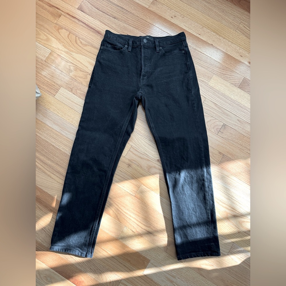 Banana Republic Button Fly high-rise straight leg Jeans 27 Black Classic 90’s